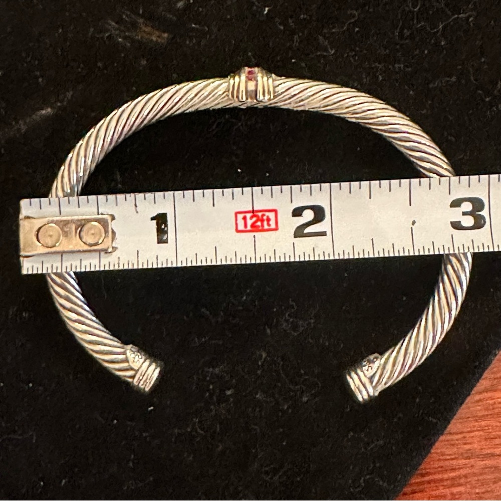 David Yurman 5mm Cable Classic Station Bracelet 14K Gold and Rubies - Picture 8 of 9